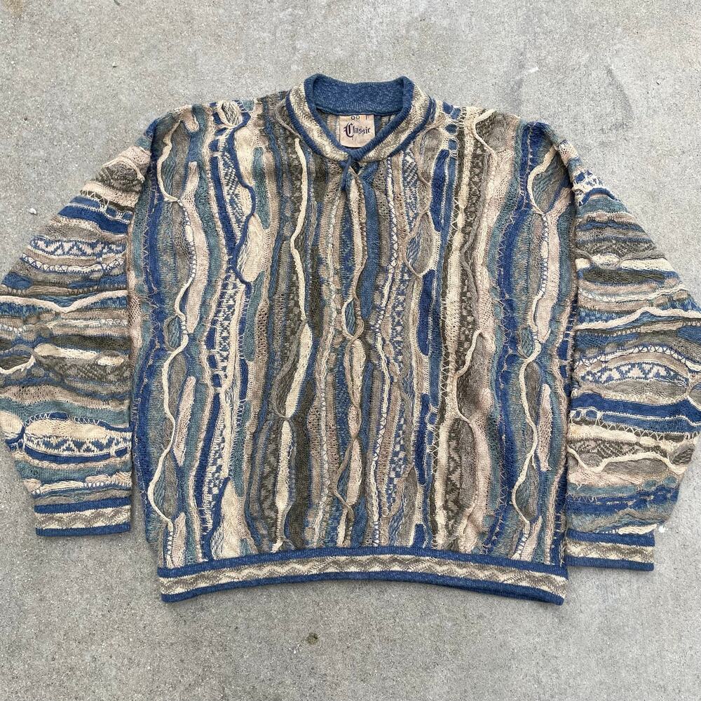 Vintage Coogi Classic Mens XL 3D Knit Sweater Multicolor Australia Made Biggie